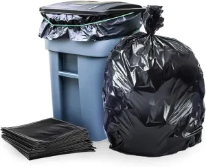 Plasticplace 64-65 Gallon Trash Can Liners for Toter │ 1.5 Mil │ Black Heavy Duty Garbage Bags │ 50” x 60” (25 Count)