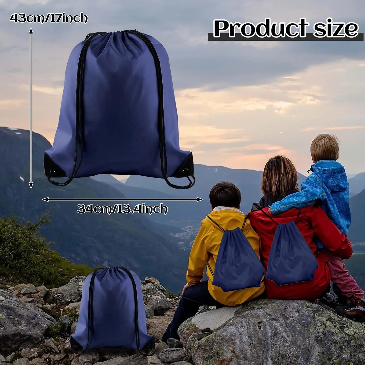 PLULON 15 Pcs Navy Blue Drawstring Bags Drawstring Backpack Bulk, String Backpack Cinch Sack Sport Gym Backpack Bags for Yoga Traveling Outdoor Sports