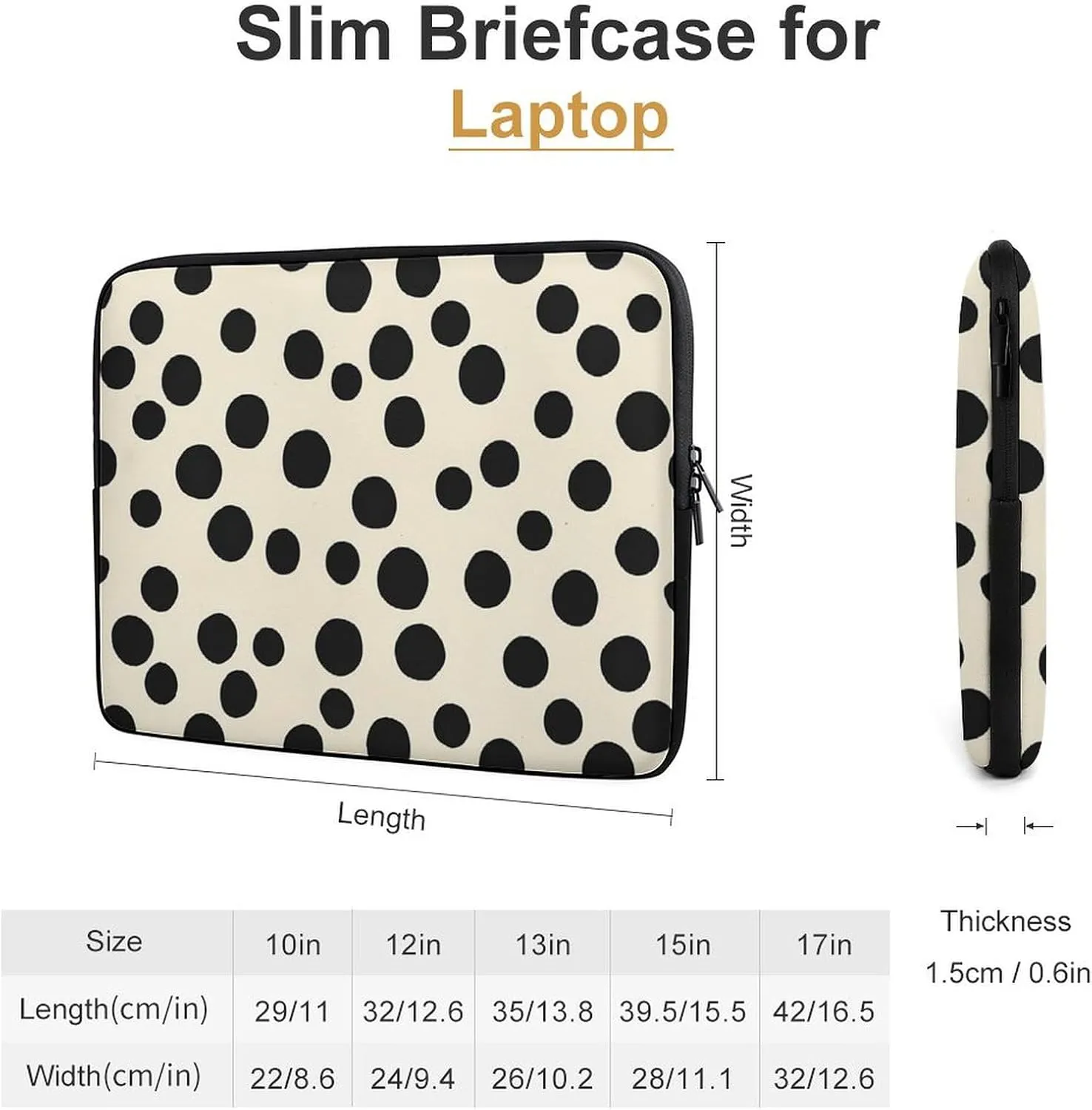 Polka Dots Beige Pattern Fashion Laptop Sleeve Bag Computer Carrying Case for Business Office Travel