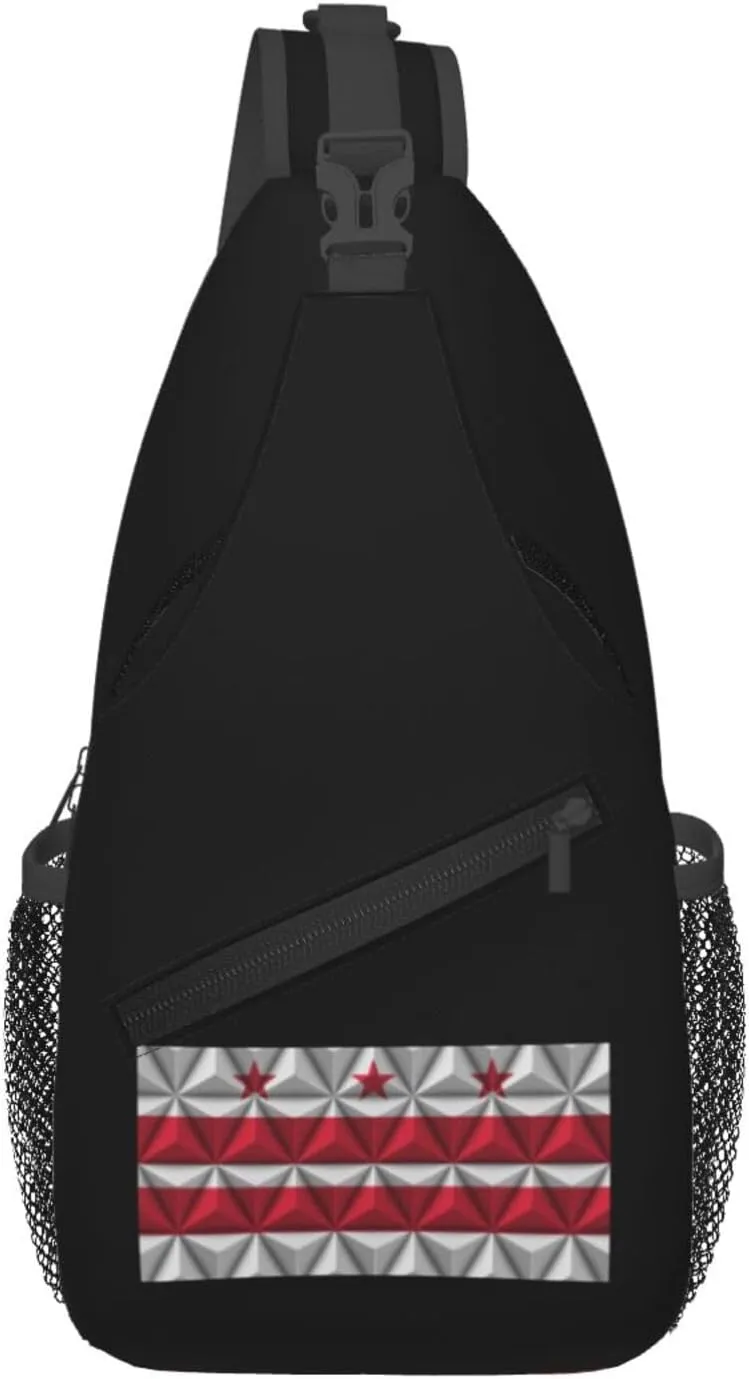 Polygon Effect for Flag of the District of Columbia Crossbody Bags For Women Men Chest Backpack Gym Shoulder Bag Travel Outdoor Sports Casual Crossbody Bags
