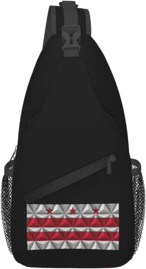 Polygon Effect for Flag of the District of Columbia Crossbody Bags For Women Men Chest Backpack Gym Shoulder Bag Travel Outdoor Sports Casual Crossbody Bags