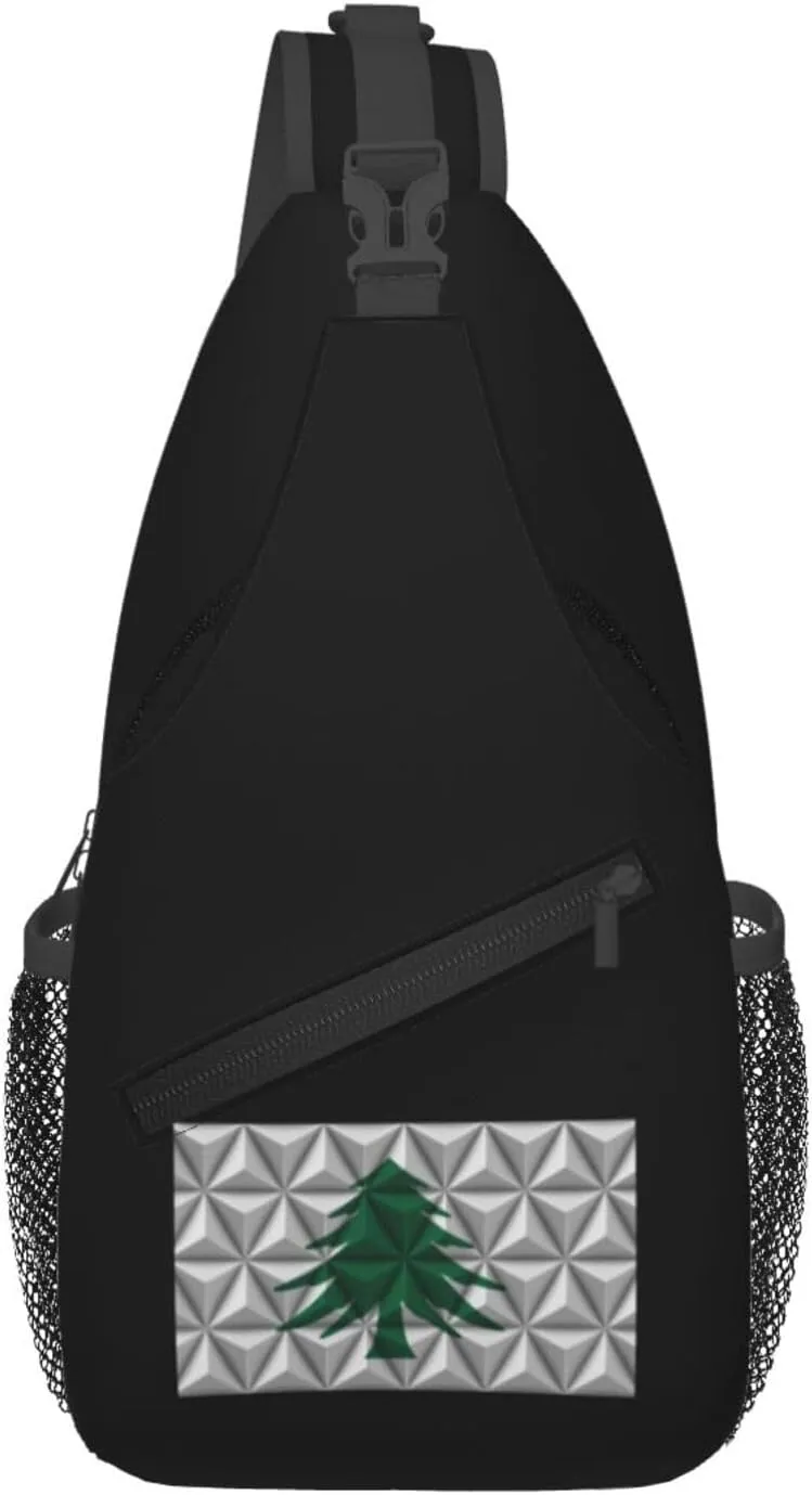 Polygon Effect for Naval Ensign of Massachusetts Crossbody Bags For Women Men Chest Backpack Gym Shoulder Bag Travel Outdoor Sports Casual Crossbody Bags