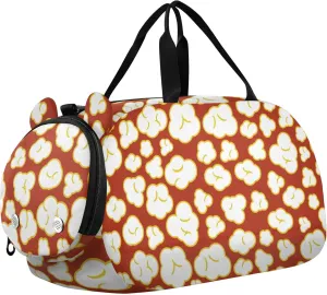 Popcorn Red Pattern Sports Duffle Bag for Girls Boys, Gym Bag with Shoe Compartment, Kids Travel Overnight Weekender Shoulder Bag