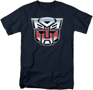 Popfunk Transformers Autobot Airbrush Logo T Shirt (Large, Navy)