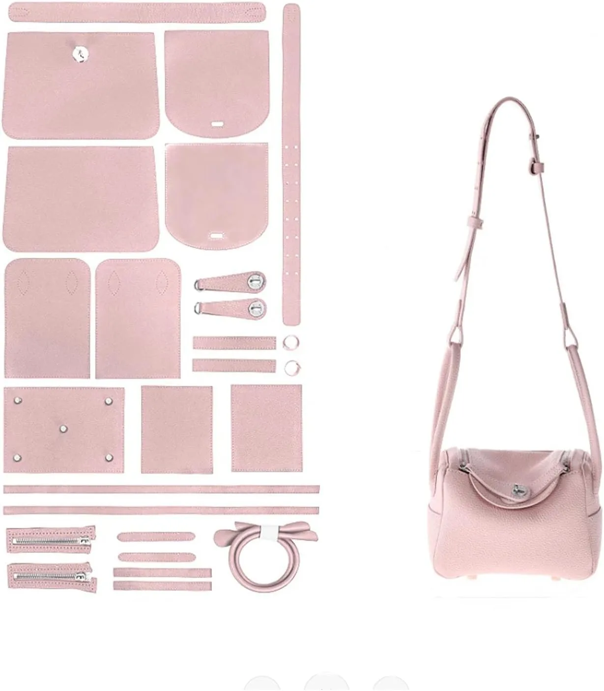 POPSEWING DIY Bag Kit LD Luxury Tote Bags for Women, Unique Gifts for Girlfriend, Romantic Leather Shoulder Bag Kit, DIY Handmade Crossbody Bag for Personalized Gifts (Large, Pink)