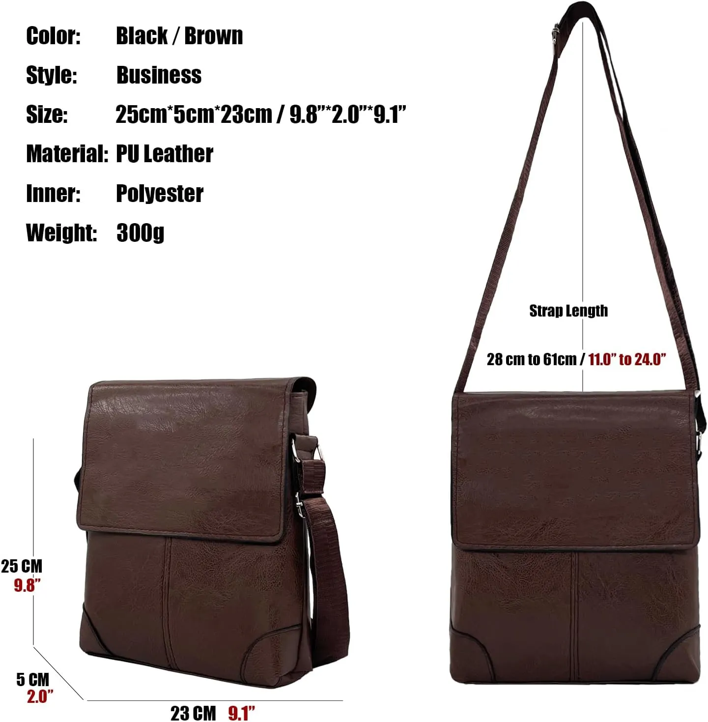 PORT&LOTUS Messenger Bags for Men - Small PU Leather Crossbody Bags