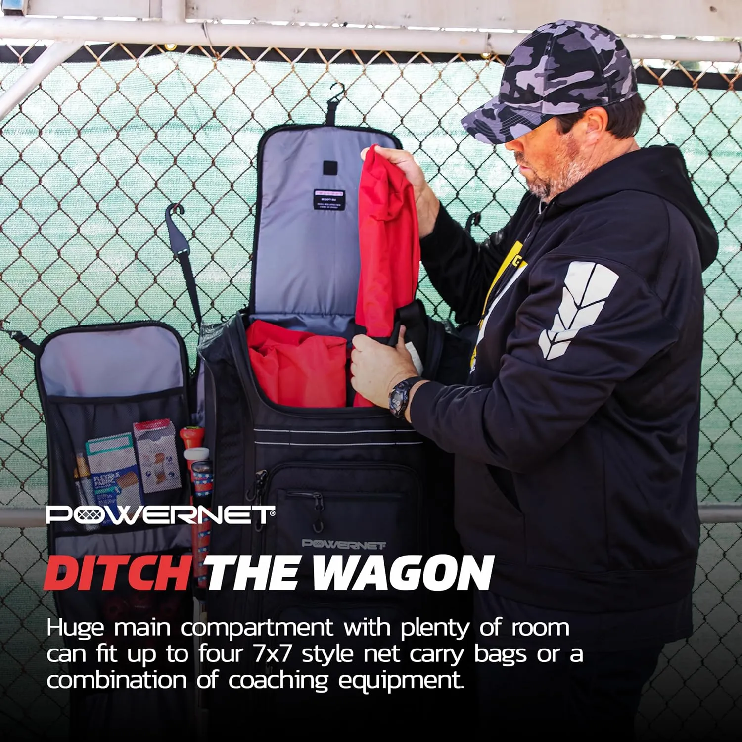 PowerNet Baseball Bag, Travel Bag for Softball Baseball Accessories & Baseball Gear, Fits Baseball Glove, Bat, Helmet, Batting Gloves & Catchers Gear