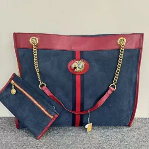 Preloved Gucci Rajah Tote Bag SJZ2-30 in Red and Blue Suede