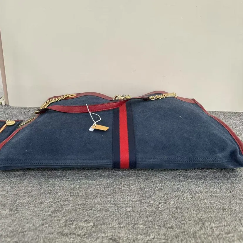 Preloved Gucci Rajah Tote Bag SJZ2-30 in Red and Blue Suede