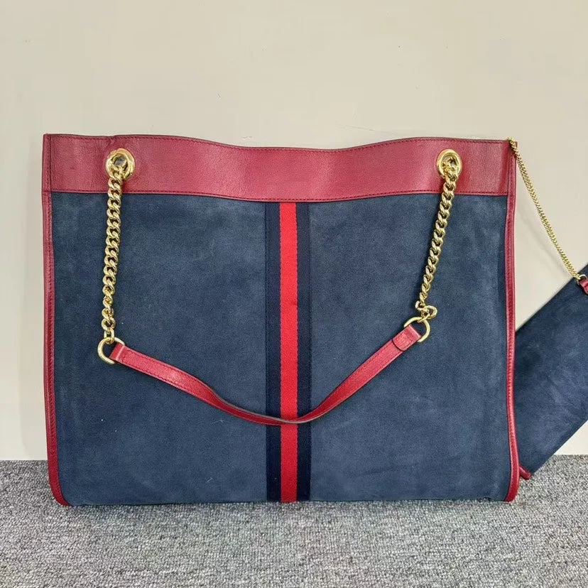 Preloved Gucci Rajah Tote Bag SJZ2-30 in Red and Blue Suede