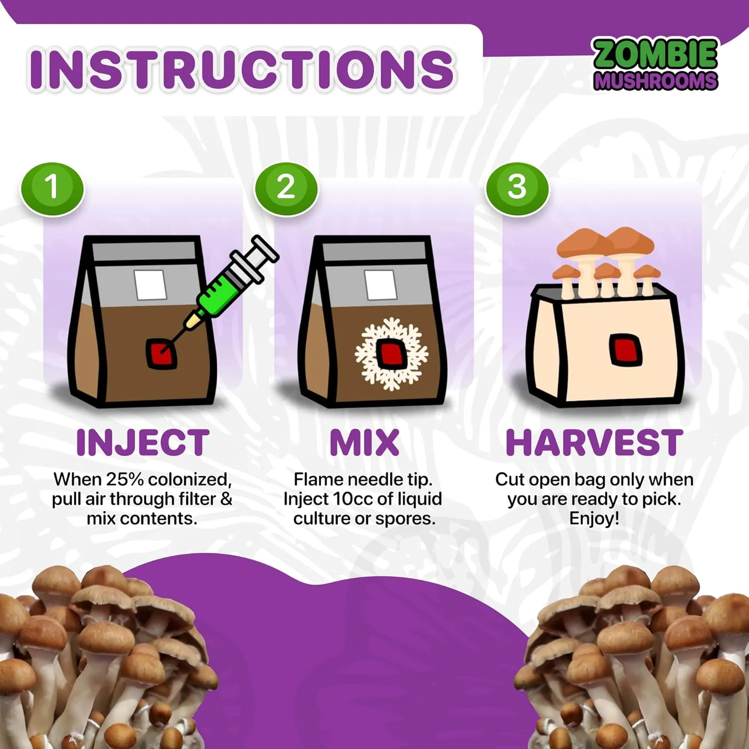 Premium 3lb Grain Spawn Bag x2-100% Sterile, Hydrated Grains with Self-Healing Injection Port, 0.2 Micron Patch for Growing Mushroom- Ready to Use (6lbs)