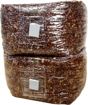 Premium 3lb Grain Spawn Bag x2-100% Sterile, Hydrated Grains with Self-Healing Injection Port, 0.2 Micron Patch for Growing Mushroom- Ready to Use (6lbs)