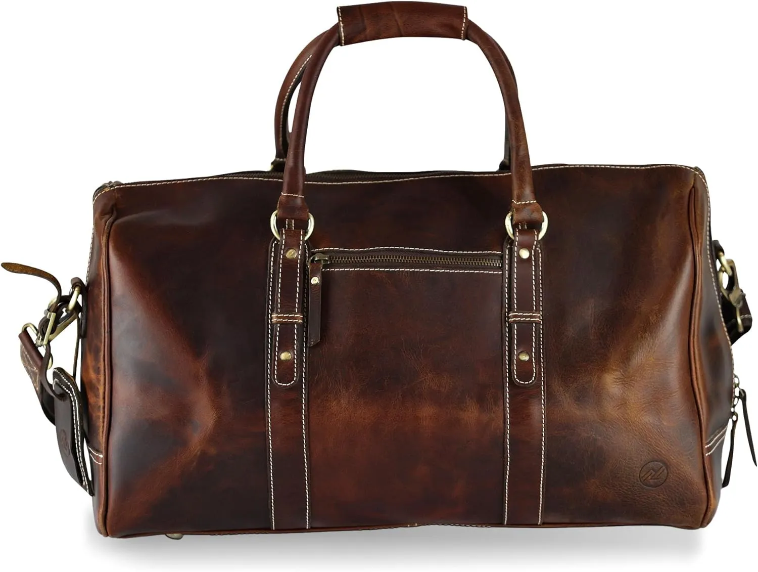 Premium Full-Grain Leather Duffle Bag for Men & Women | 20-Inch Handcrafted TSA Approved Carry-On Weekender Travel Bag with Multiple Pockets & Compartments by Northridge Leather (Antique Brown)