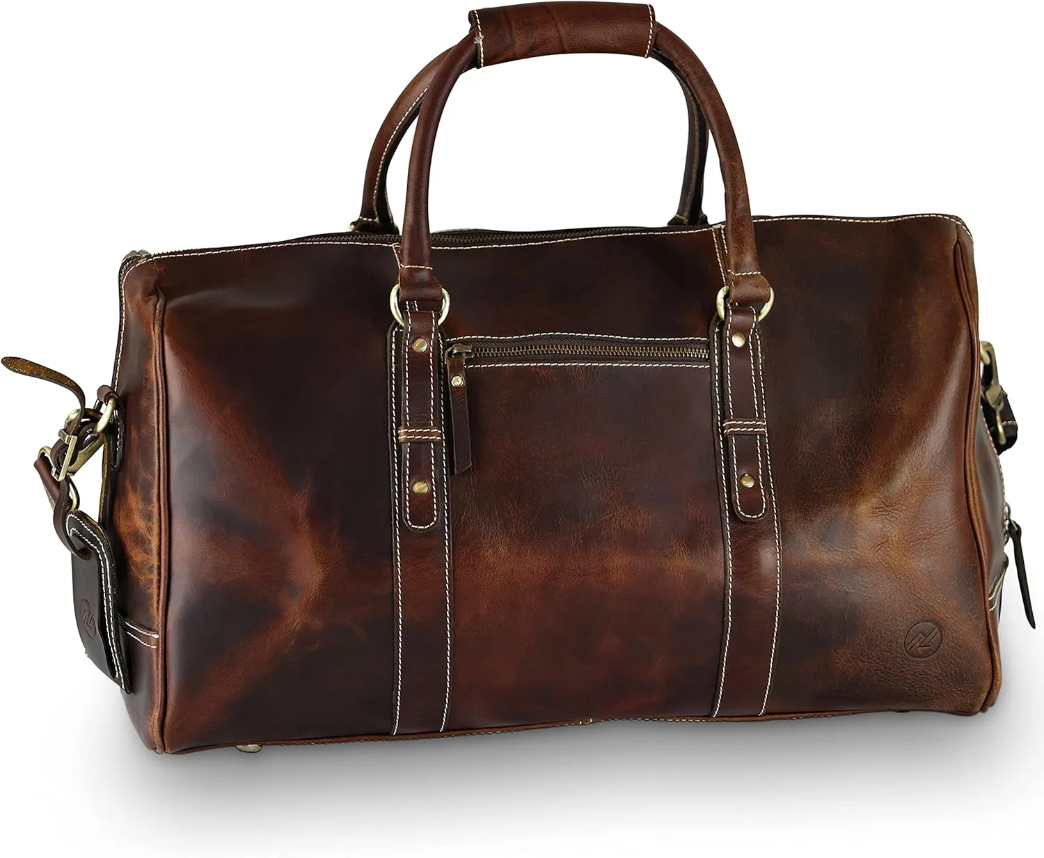 Premium Full-Grain Leather Duffle Bag for Men & Women | 20-Inch Handcrafted TSA Approved Carry-On Weekender Travel Bag with Multiple Pockets & Compartments by Northridge Leather (Antique Brown)