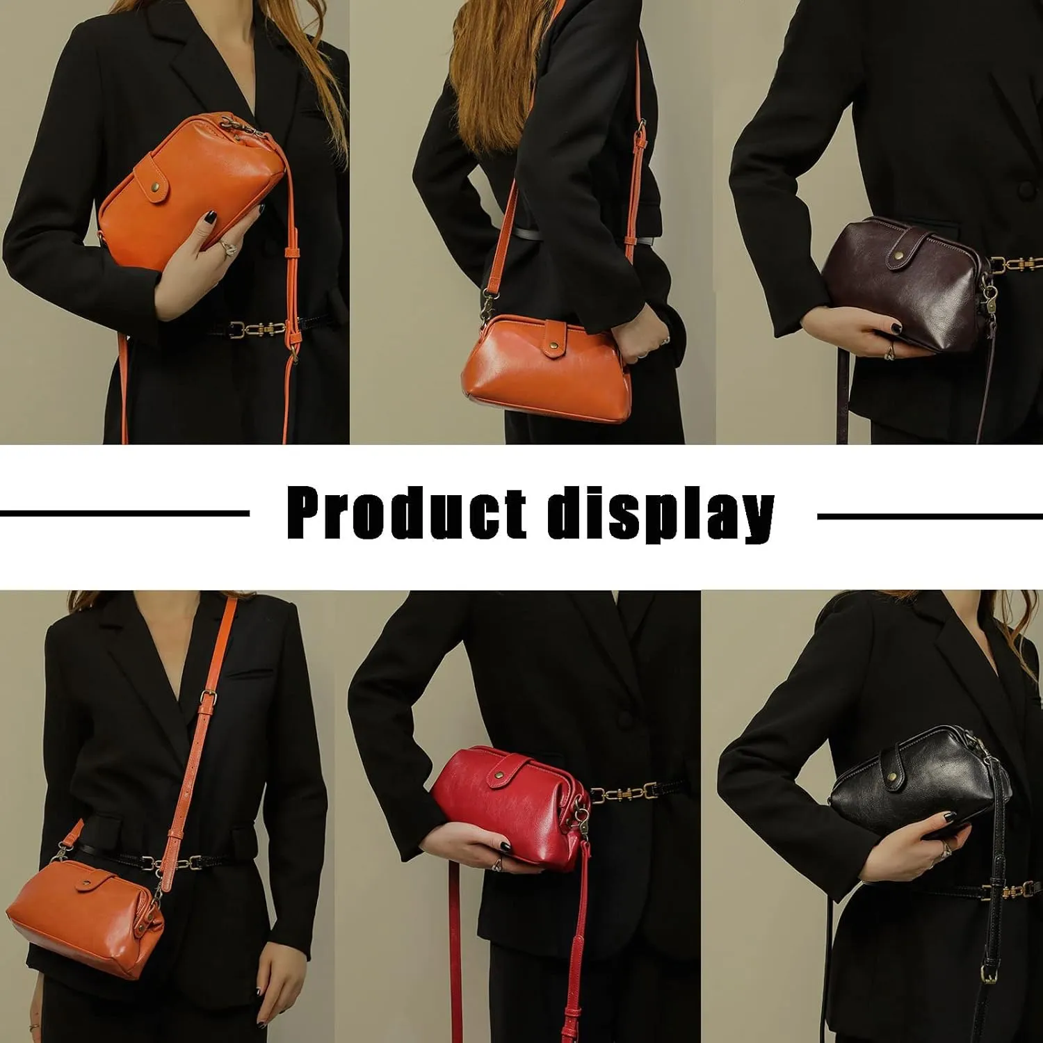 Premium Leather Retro Handmade Doctor Bag,Dr bag - retro handmade bag,Crossbody Unique Opening Small Vintage Phone Purse Handbags for Women (Black)