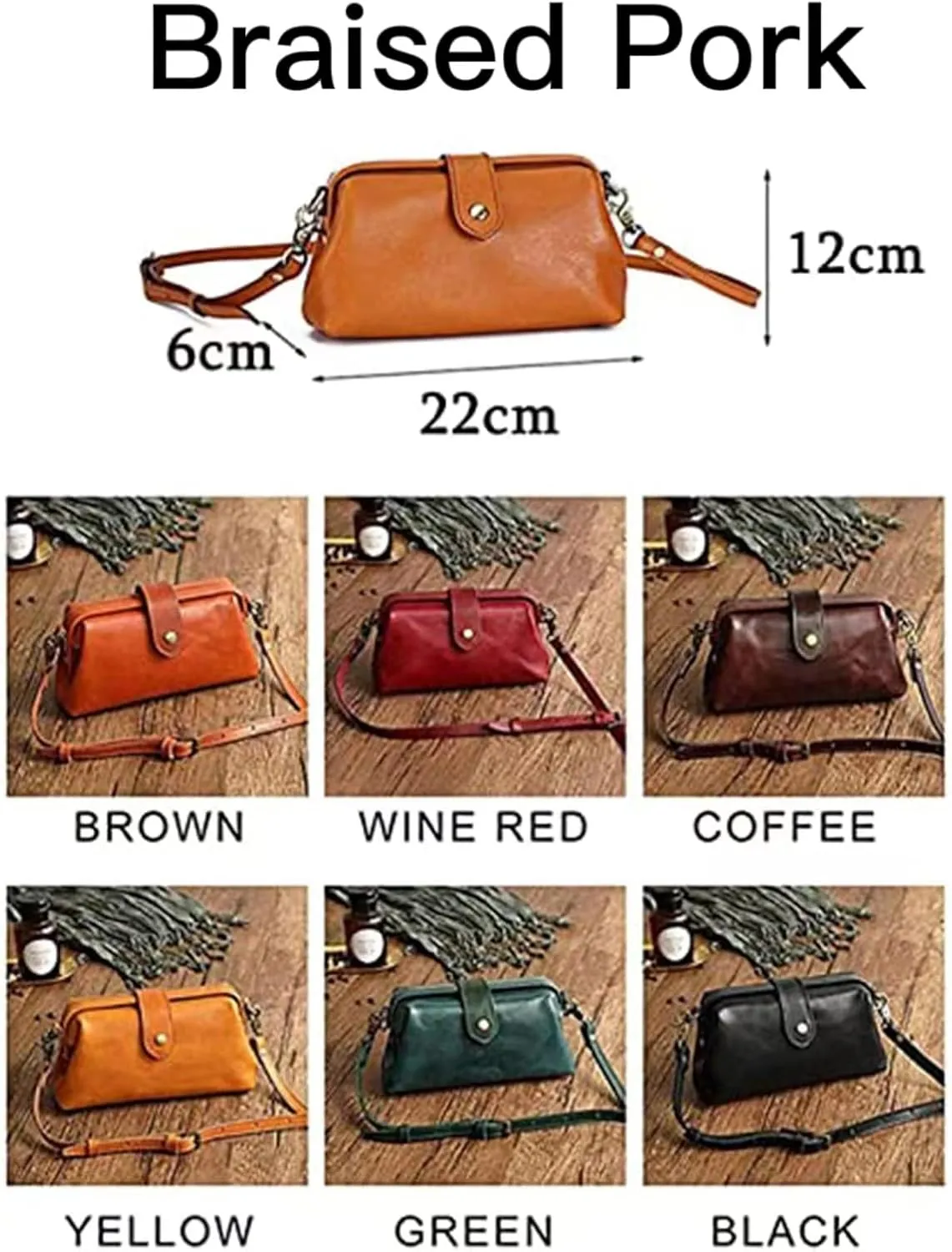 Premium Leather Retro Handmade Doctor Bag,Dr bag - retro handmade bag,Crossbody Unique Opening Small Vintage Phone Purse Handbags for Women (Black)