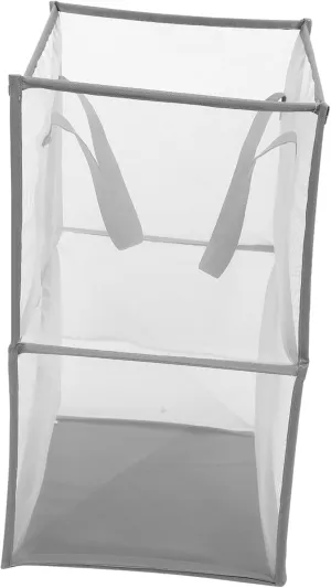 PRETYZOOM Folding Storage Basket Mesh Laundry Bag Liner Wheeled Laundry Baskets for Home School and Bathroom