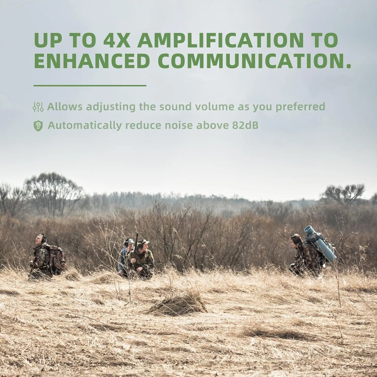 PROHEAR Electronic Ear Protection for Shooting with 4X Sound Amplification, Gun Range Hearing Protection Muffs, NRR 23dB Noise Reduction Headphones for Hunting, Green