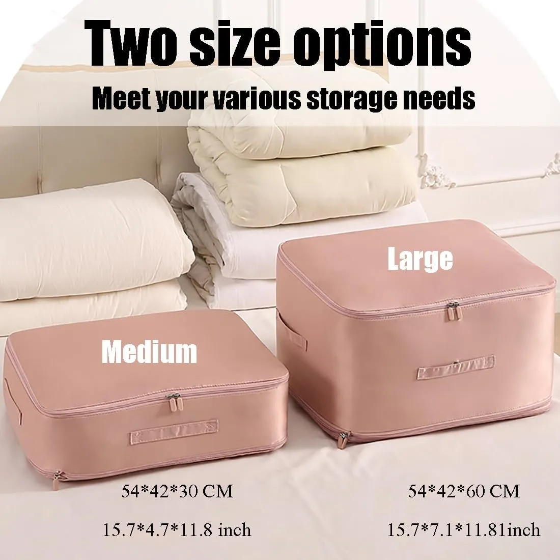Propositionly Storage Bags, Ultra Space Saving Self Compression Organizer, Propositionly Large Capacity Portable Foldable Travel Clothes Storage Bag (Oatmeal, Medium Large)