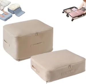 Propositionly Storage Bags, Ultra Space Saving Self Compression Organizer, Propositionly Large Capacity Portable Foldable Travel Clothes Storage Bag (Oatmeal, Medium Large)