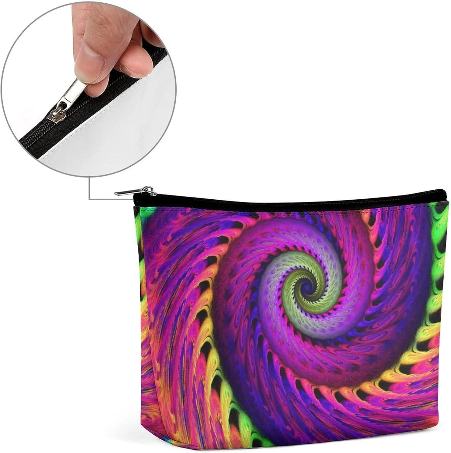 Psychedelic Spiral Makeup Bag for Women Wide-Open Cosmetic Bag Travel Cosmetic Tote Bag Abstract Pattern Toiletry Bag for Toiletry Bag Toiletries Accessories