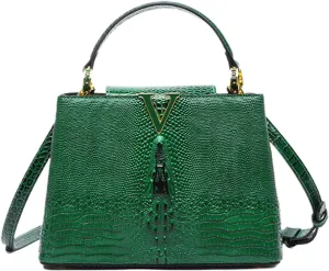 PU Leather Handbag for Women Crocodile Pattern Shoulder Crossbody Bags Ladies Stylish Top Handle Work Business Satchel