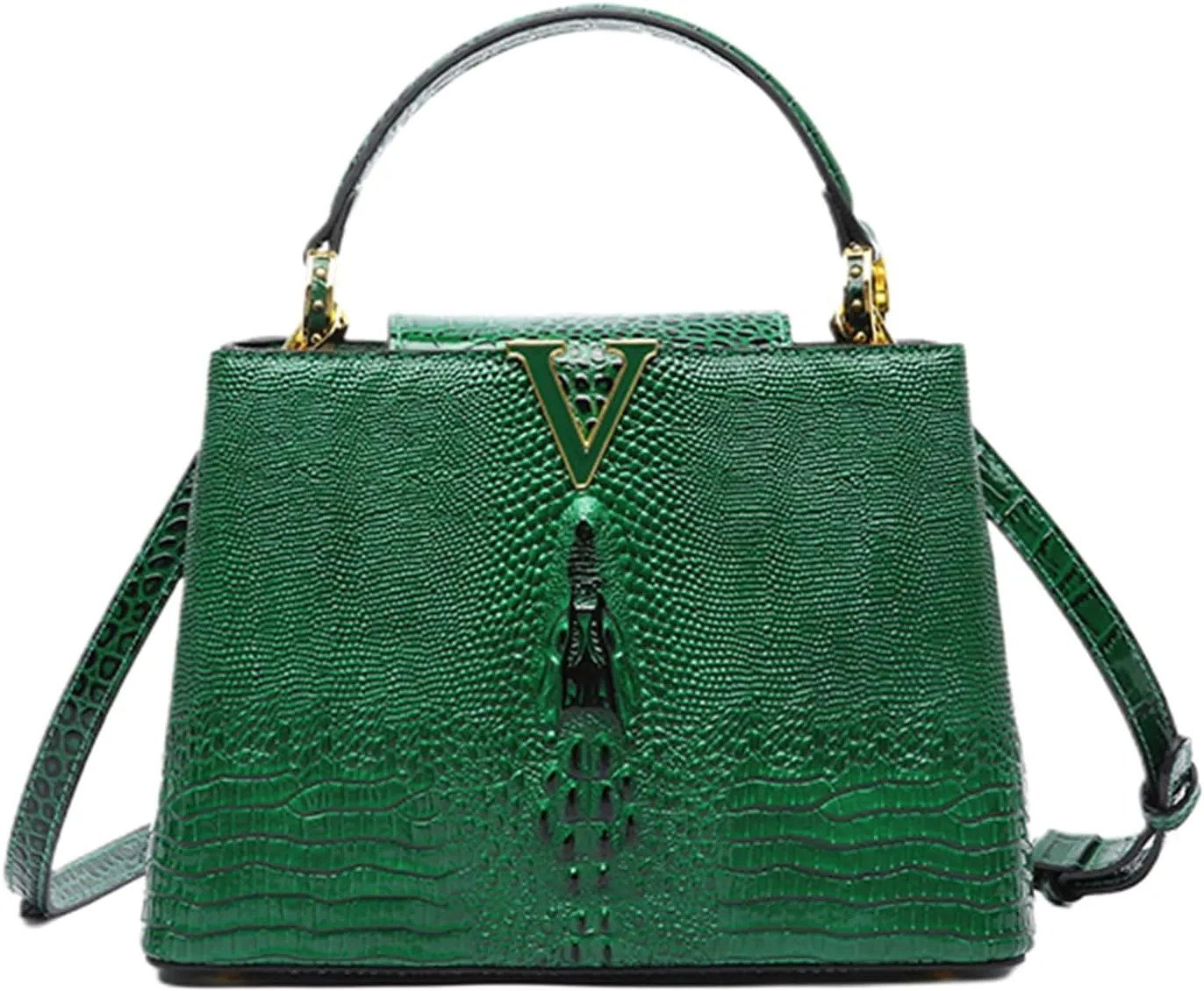 PU Leather Handbag for Women Crocodile Pattern Shoulder Crossbody Bags Ladies Stylish Top Handle Work Business Satchel
