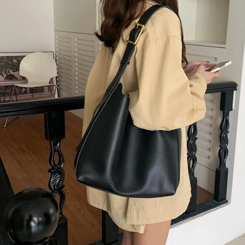 PU Leather Shoulder Bag for Women, Designger Tote Bag, Retro Large Vegan Tote Purse with Wallet