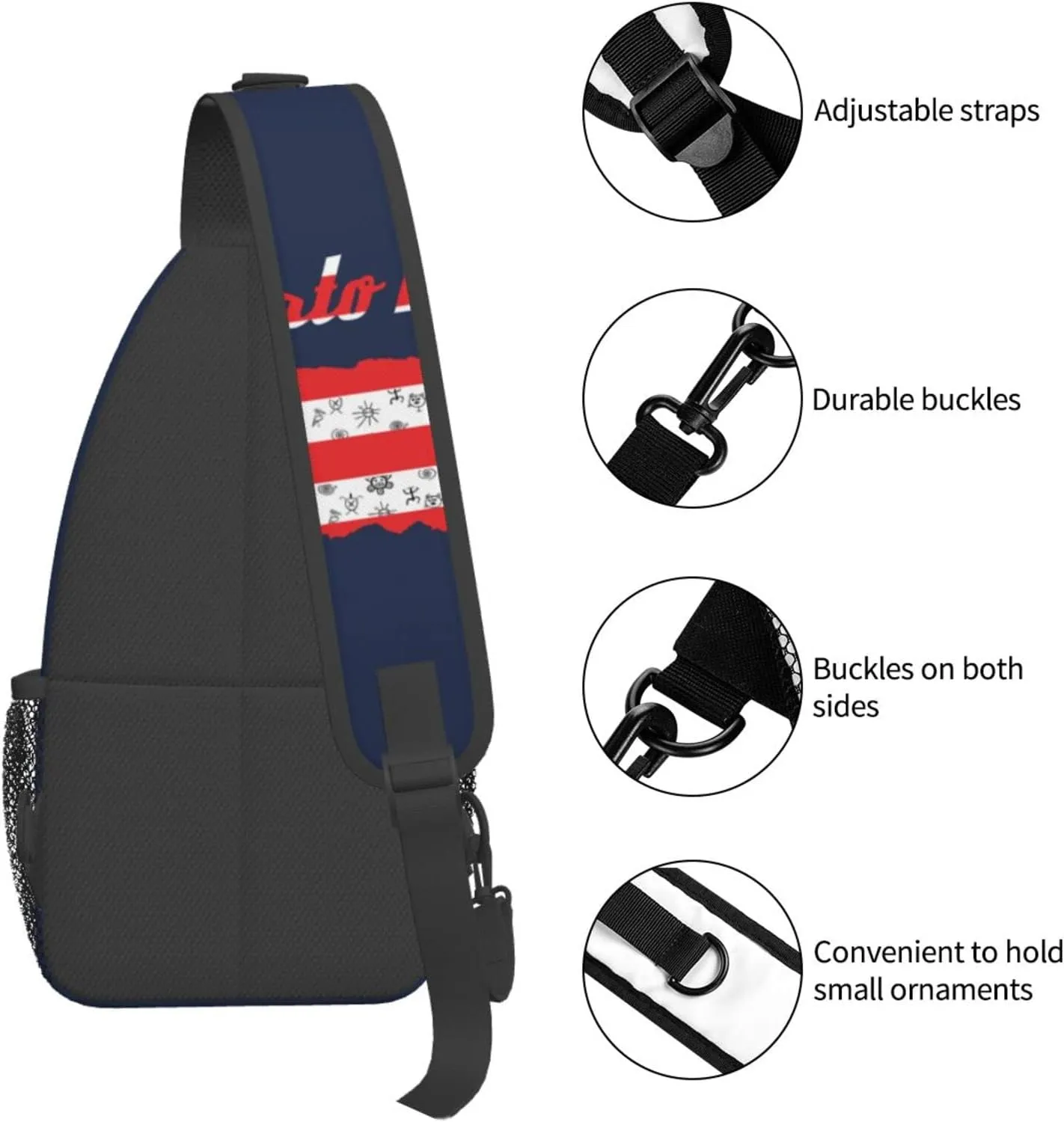Puerto Rico Casual Daypack Bag Puerto Shoulder Bag Chest Bags Picnic Crossbody Bag Travel Hiking