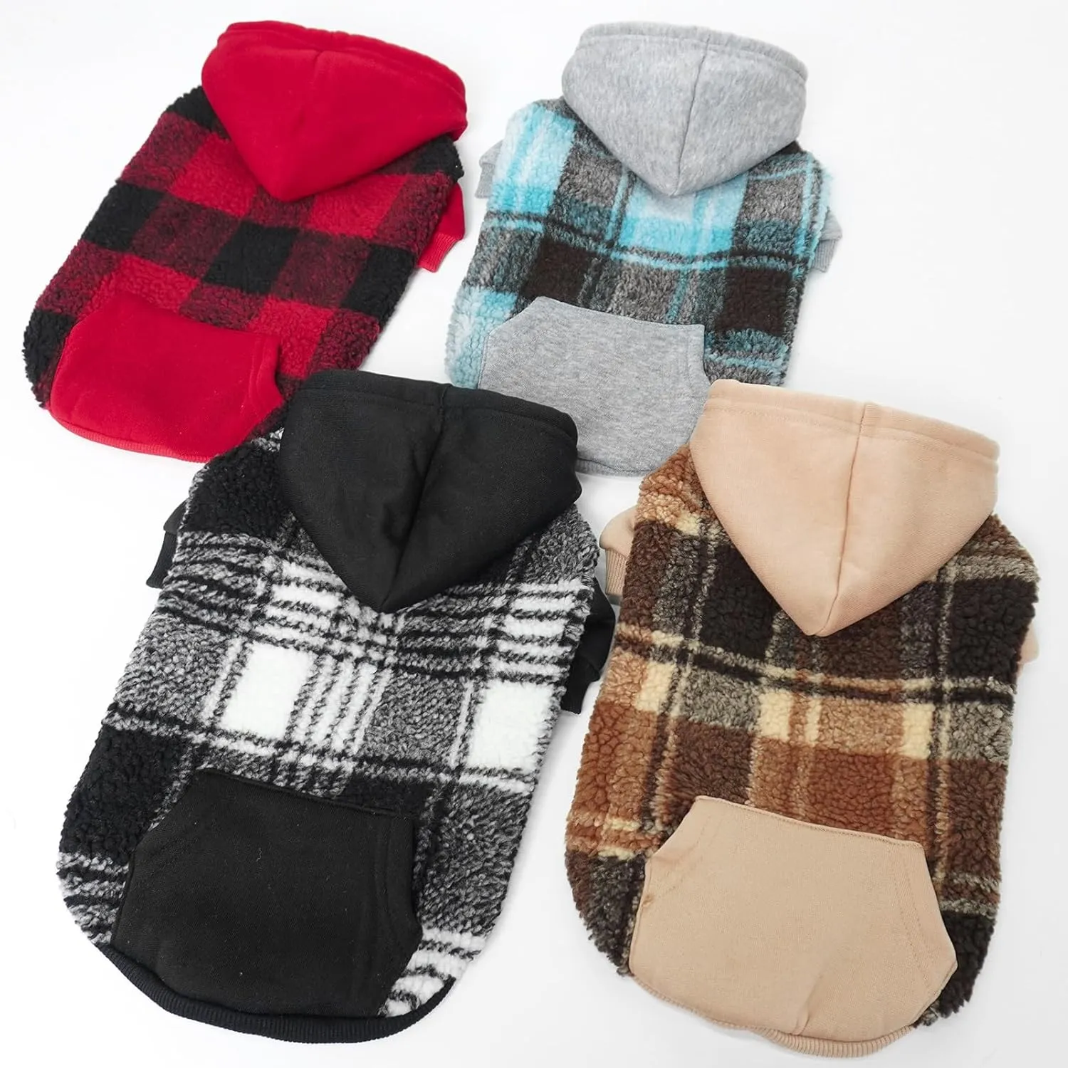 PUPTECK Dog Hoodie Puppy Sweatshirt Warm Dog Sweater Winter Clothes Cold Weather Coats for Small Medium Large Dogs, Brown, M