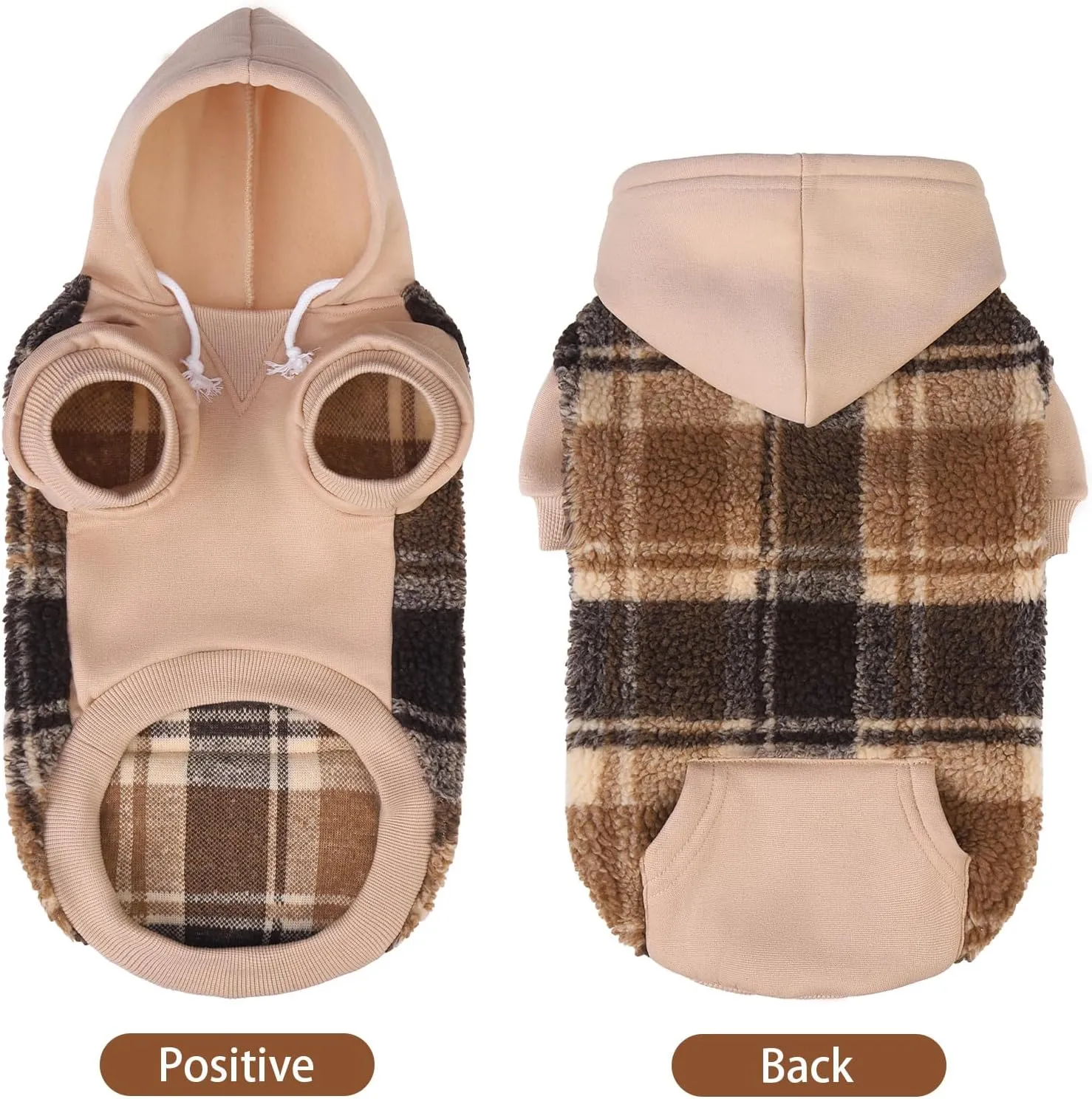 PUPTECK Dog Hoodie Puppy Sweatshirt Warm Dog Sweater Winter Clothes Cold Weather Coats for Small Medium Large Dogs, Brown, M