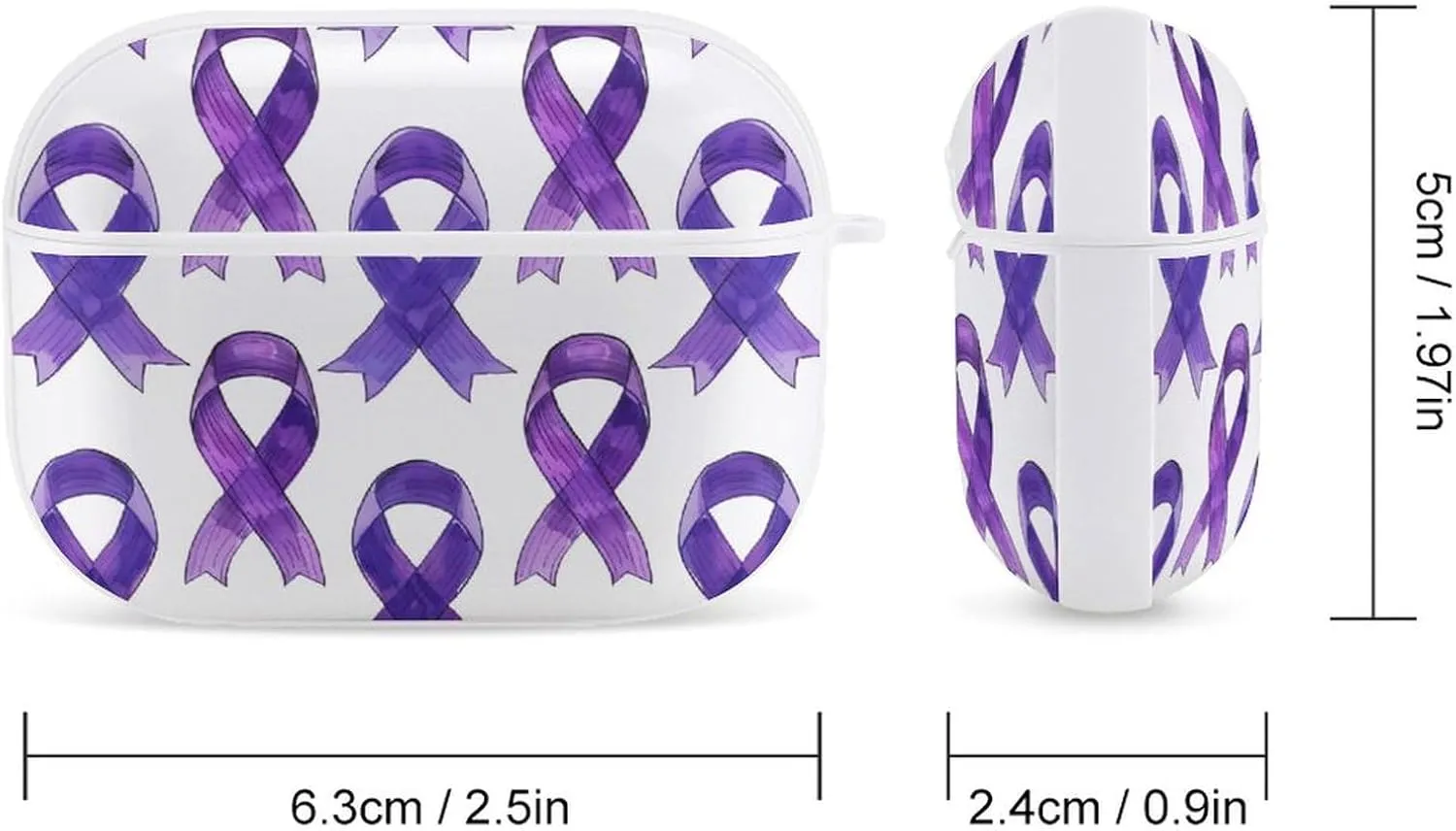 Purple Alzheimer Ribbon Funny Hard Case Compatible with Airpods Pro Earbuds Headset Cover Protective Storage Bag for Men Women