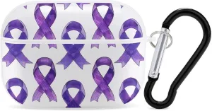 Purple Alzheimer Ribbon Funny Hard Case Compatible with Airpods Pro Earbuds Headset Cover Protective Storage Bag for Men Women