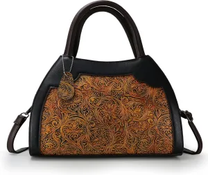 Purse and Handbags for Women Vegan Leather Shoulder Hand Bags Top Handle Satchel Crossbody Bag Vintage Embossing Pattern