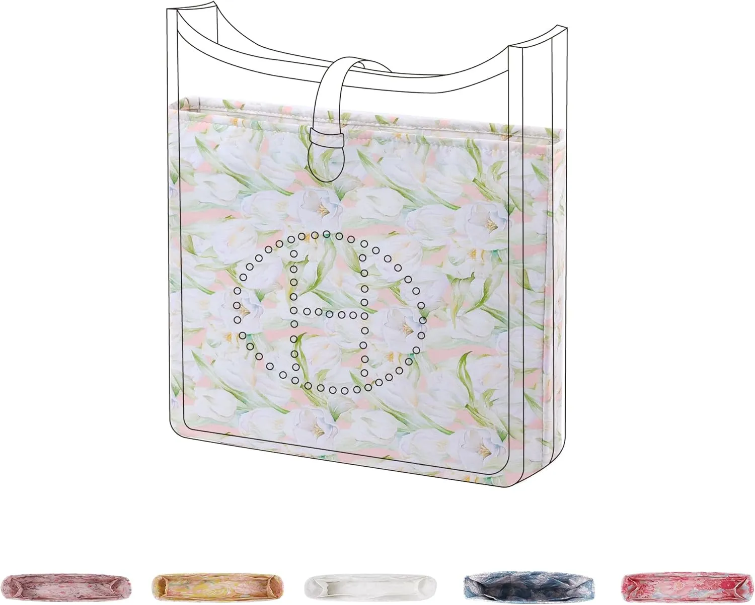 Purse Organizer Insert For Evelyne TPM/PM/GM/TGM, Lightweight Bag Shaper Liner, Soft Luxury Handbag Tote Inner Bag (PM-29, French Tulips)