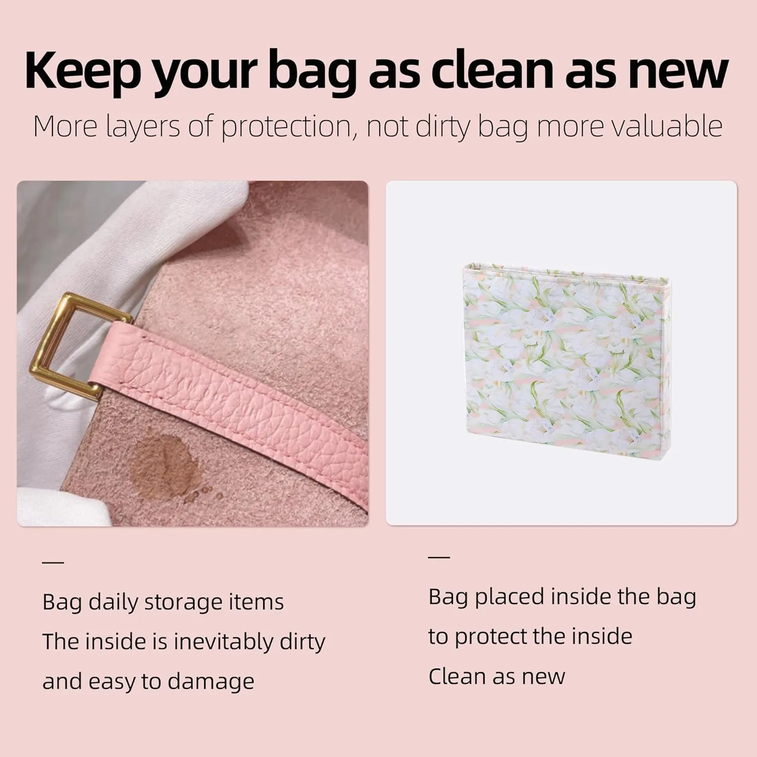 Purse Organizer Insert For Evelyne TPM/PM/GM/TGM, Lightweight Bag Shaper Liner, Soft Luxury Handbag Tote Inner Bag (PM-29, French Tulips)