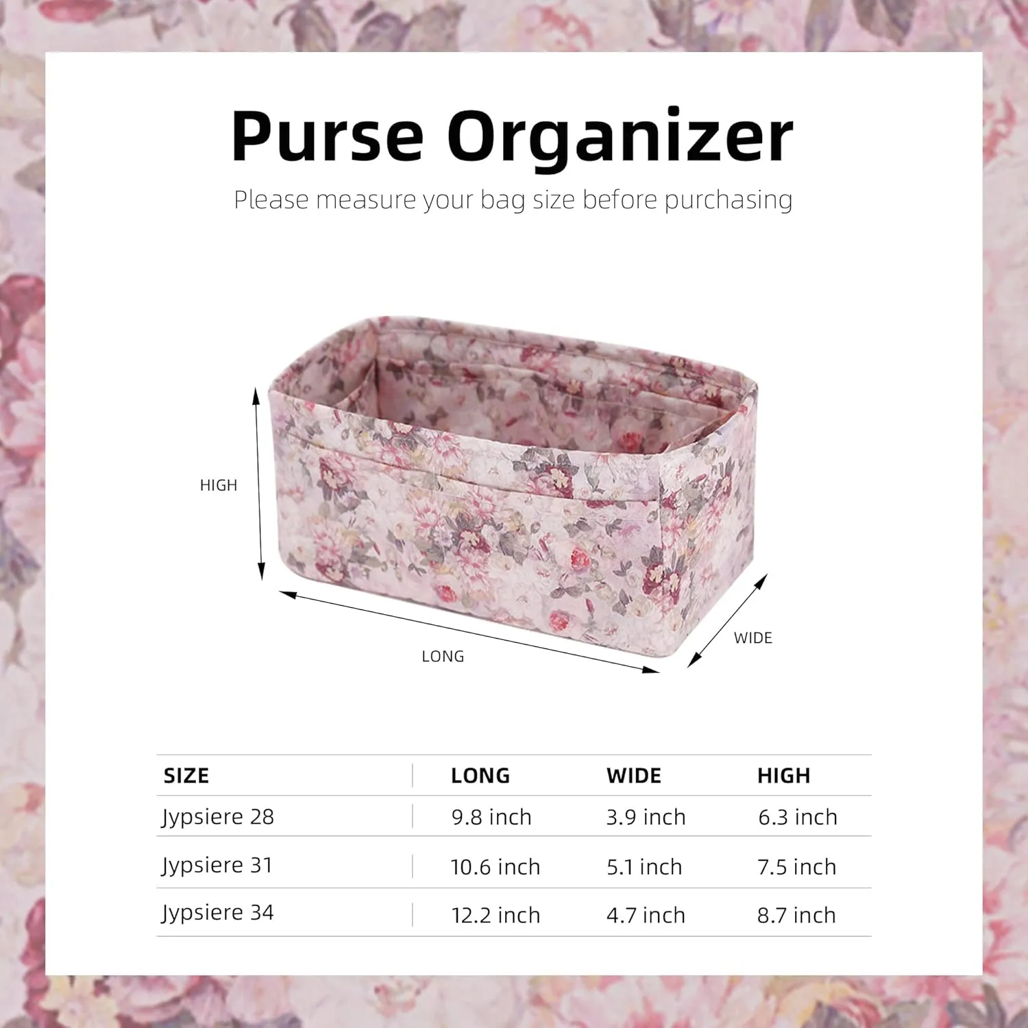 Purse Organizer Insert, Lightweight Handbag Tote Organizer Liner, bag in bag for luxury bags, fit Jypsiere 28/31/34 bags (Jypsiere34, Kaleidoscope)