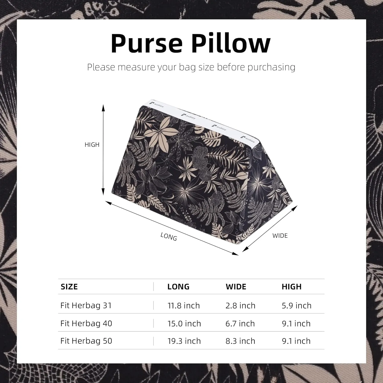 Purse Pillow Insert for Herbag 31/39/50 bags, Soft Memory Foam Bag Pillow, Luxury Handbag Tote Shaper(Herbag31,Dark Fragrance)