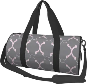 Quatrefoil Grey Printed Sports Gym Bag for Men Women Foldable Duffel Bag Carry On Weekender Bag for Travel Sports
