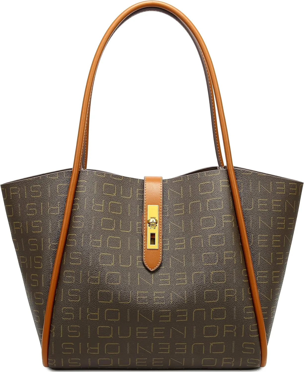Queenoris Tote Bag for Women, Top-handle Shoulder Handbag Large Capacity Purese Designer Retro Bag with Clutch