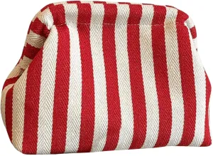 QWINEE Women's Crochet Purse Striped Woven Purse Colorblock Clutch Summer Beach Bags