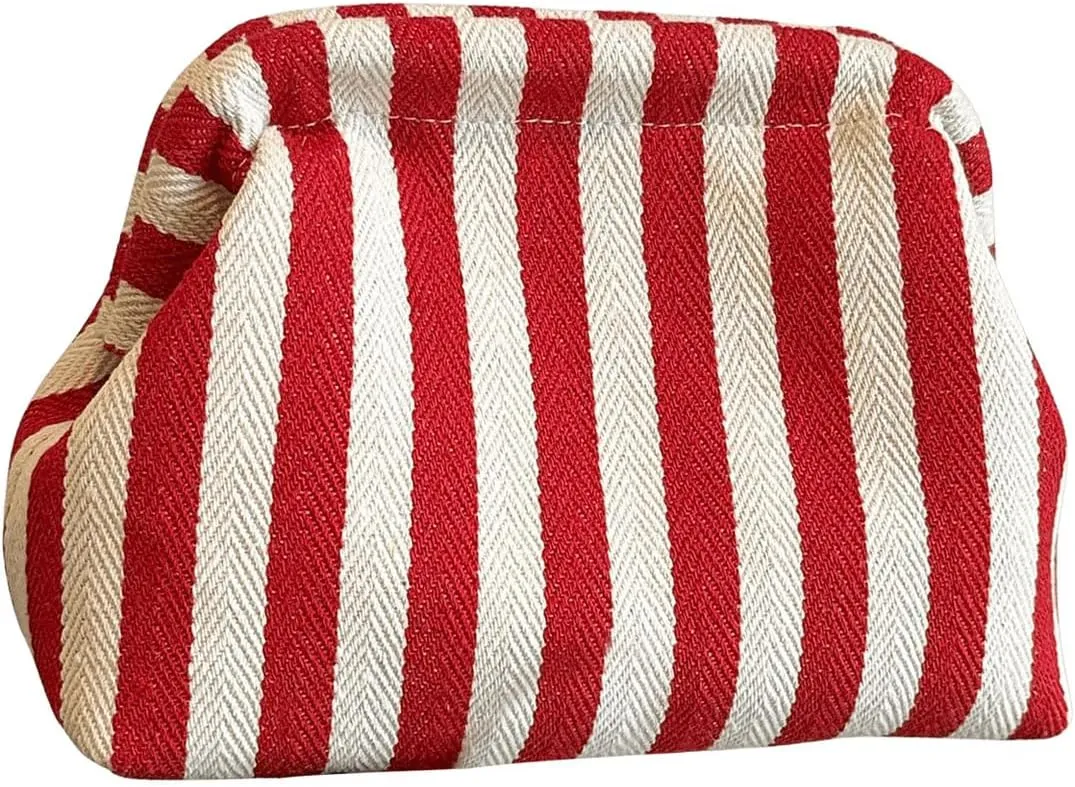 QWINEE Women's Crochet Purse Striped Woven Purse Colorblock Clutch Summer Beach Bags