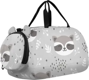 Raccoon Cute Cartoon Pattern Duffel Bags for Boys Small Gym Bags for Teens Dance Bag for Girls
