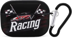 Race Car with Checkered Flag Funny Hard Case Compatible with Airpods Pro Earbuds Headset Cover Protective Storage Bag for Men Women