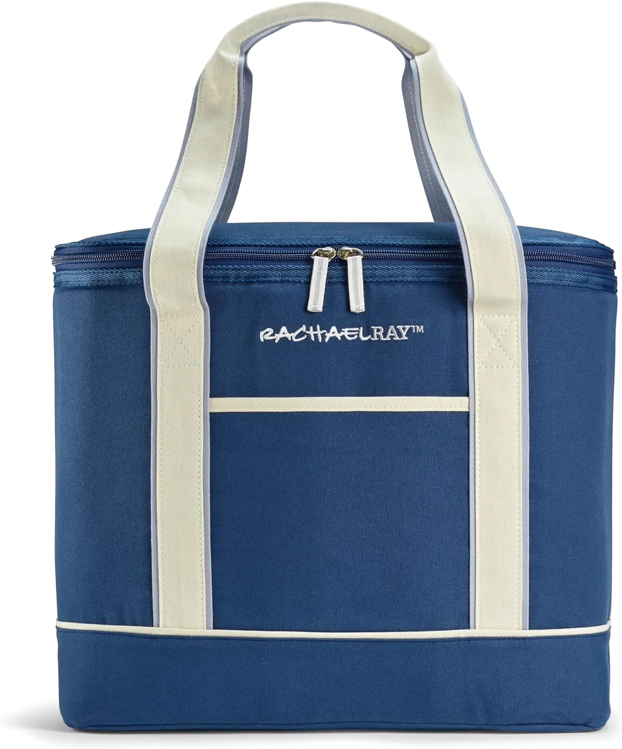 Rachael Ray Soft Reusable Insulated Canvas Grocery Tote Bag, Navy