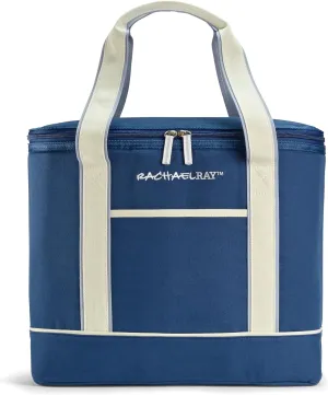 Rachael Ray Soft Reusable Insulated Canvas Grocery Tote Bag, Navy