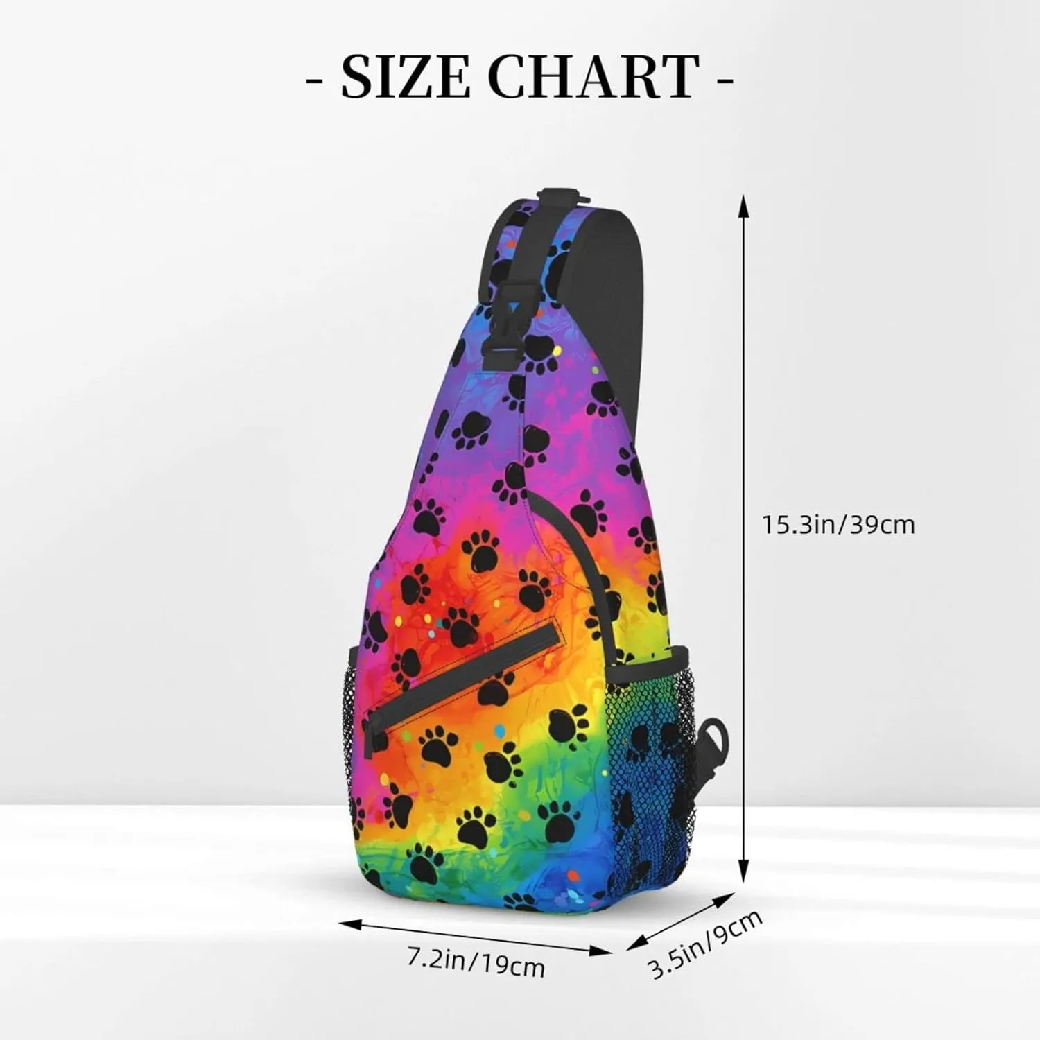 Rainbow Dog Paw Print Sling Bag Crossbody Travel Hiking Bags Casual Shoulder Daypack Mini Chest Backpack for Women Men