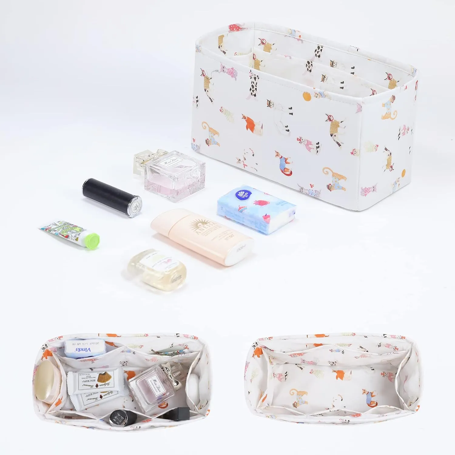 Rayon Purse Organizer Insert, unique pattern Bag organizer, bag in bag for luxury bags, fit Garden Party 26/30/36/49 bags (GP26, Cat Paradise)