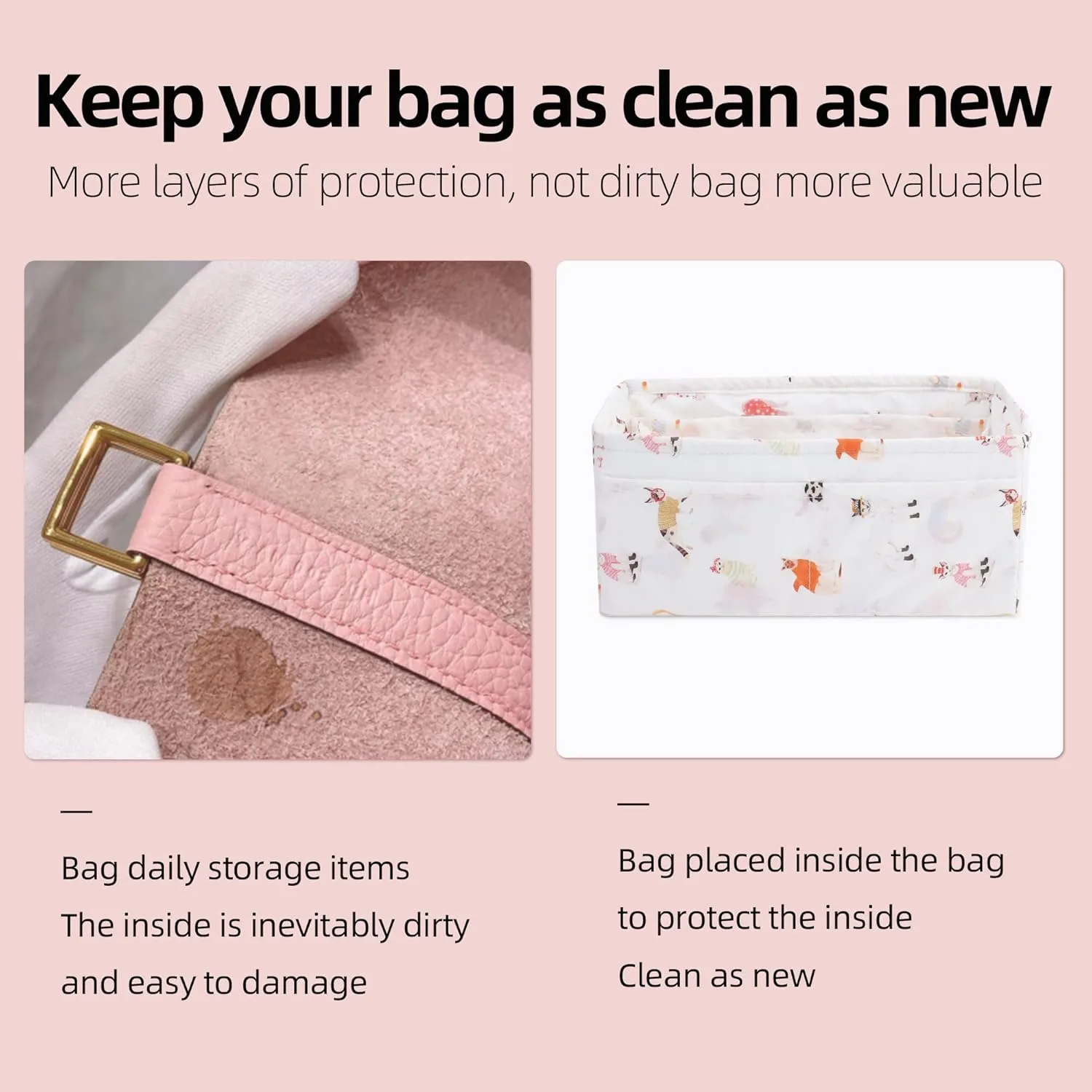 Rayon Purse Organizer Insert, unique pattern Bag organizer, bag in bag for luxury bags, fit Garden Party 26/30/36/49 bags (GP26, Cat Paradise)