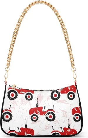 Red Old Wheeled Tractors Shoulder Bags for Women, Mini Purse Small Shoulder Purses for Women Handbags Clutch Purse Trendy Purses for Women